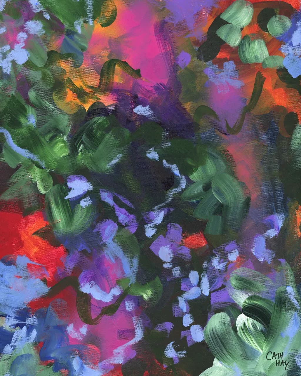 Vibrant Floral Symphony: An Expressive Abstract Journey Through Color and Emotion