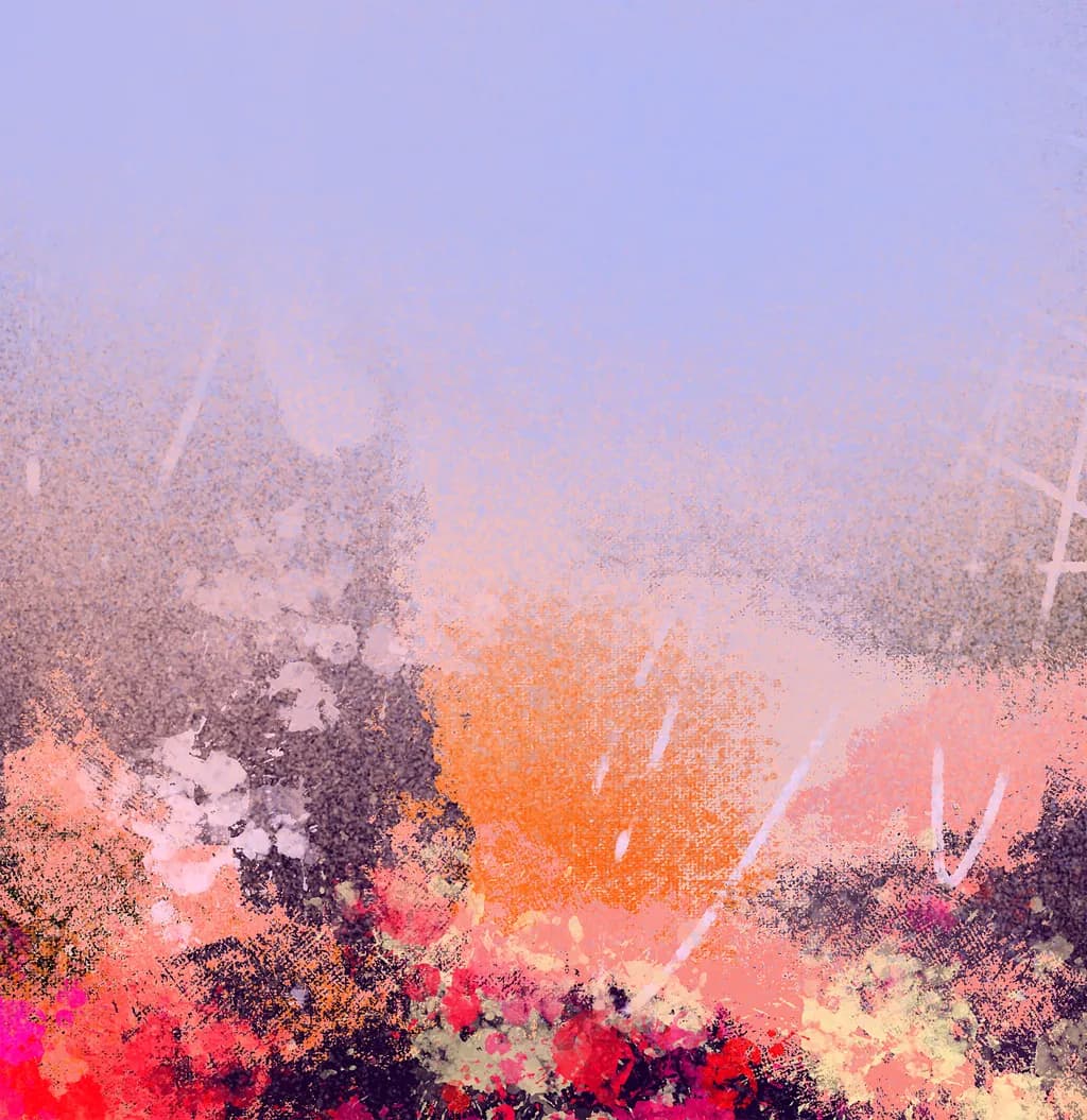 Whispers of Dawn: A Dreamy Floral Landscape in Soft Hues