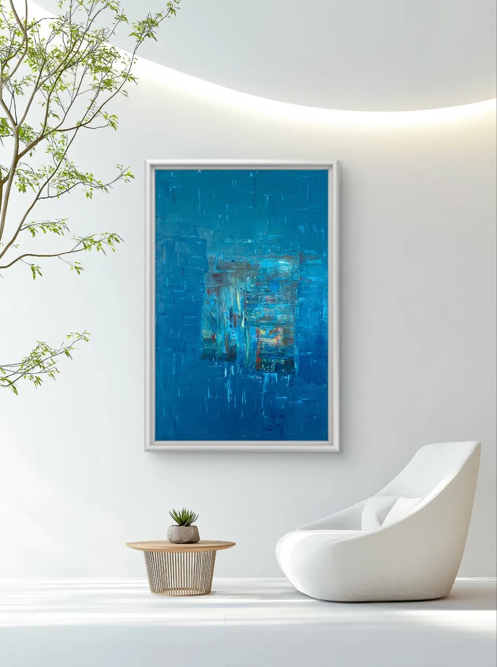 Serene Blue Harmony: A Modern Abstract Artwork for Tranquil Interiors