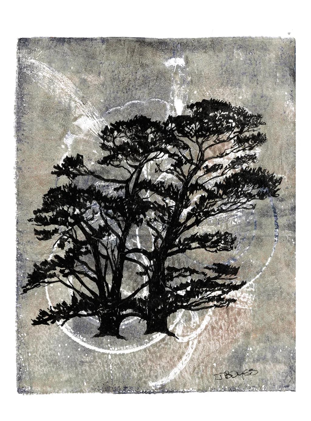 Whispers of Nature: A Serene Silhouette of Trees in Abstract Harmony
