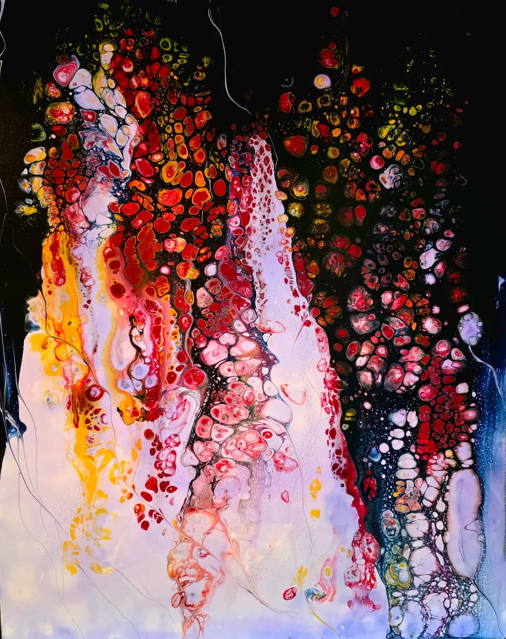 Ethereal Cascade: A Dance of Color and Light in Abstract Fluid Art