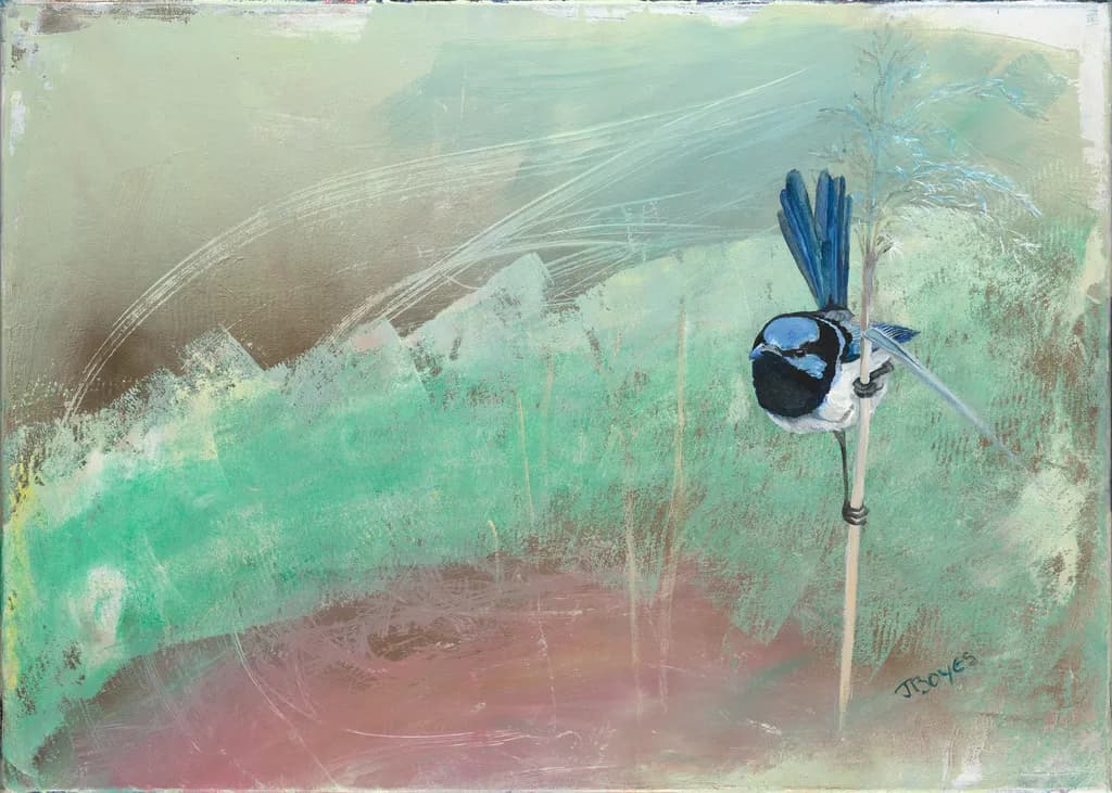 Whispers of Nature: A Bluebird's Serenade in Abstract Harmony