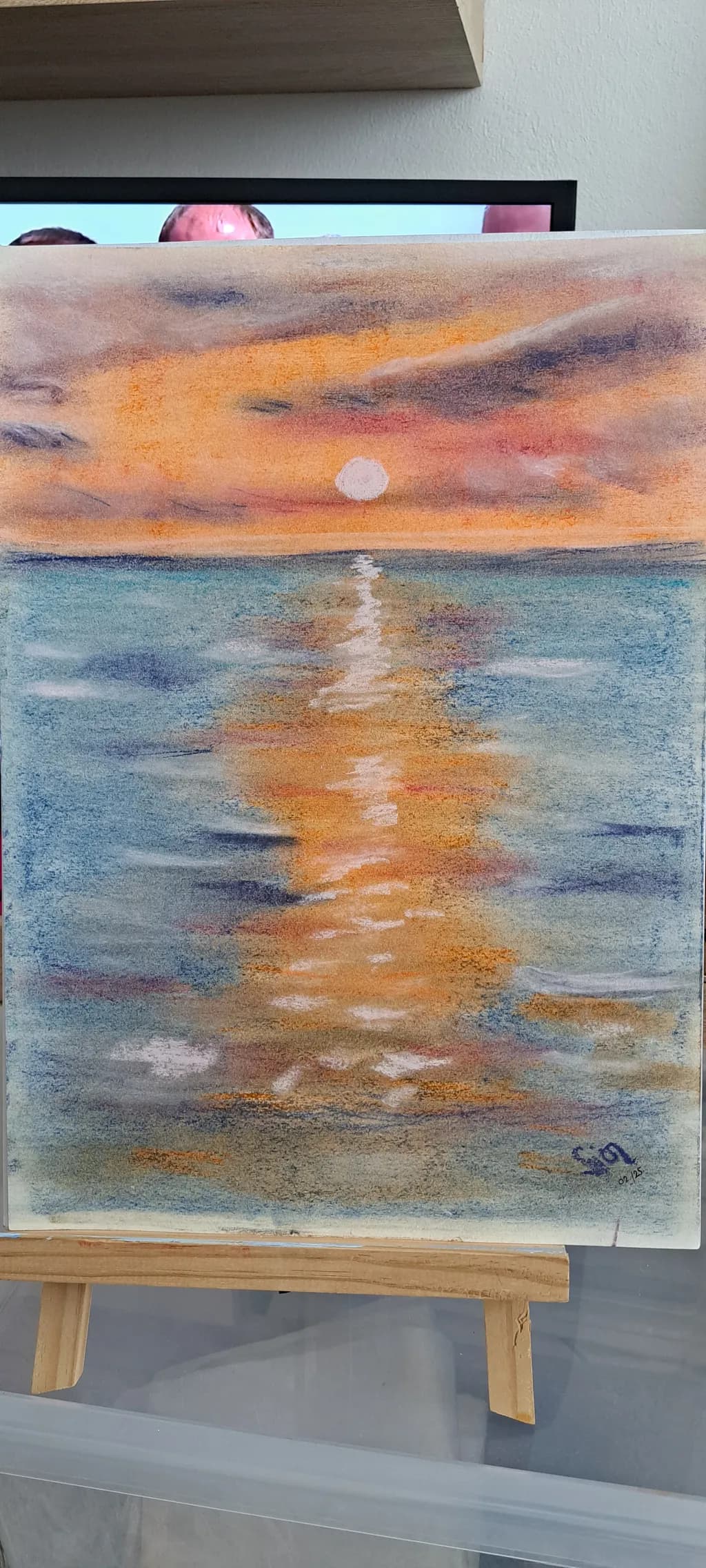 Serene Sunset Reflections: A Tranquil Seascape in Pastel Hues