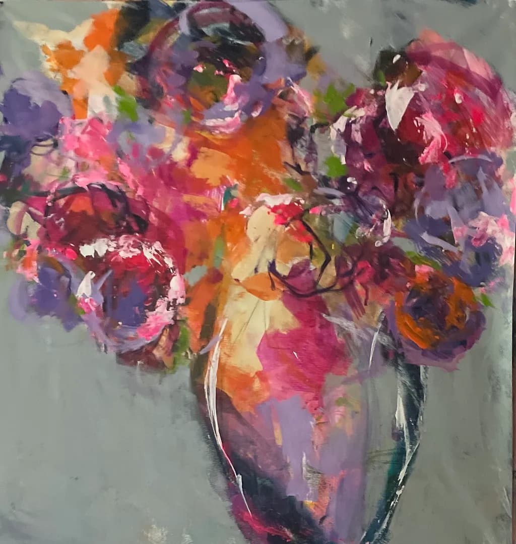 Vibrant Whispers: A Floral Symphony in Colorful Abstraction