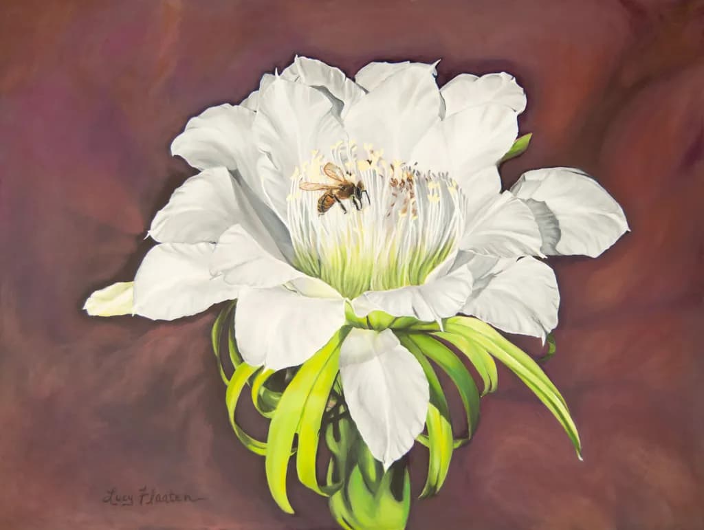 Whispers of Nature: A Serene Encounter with a White Flower and Bee