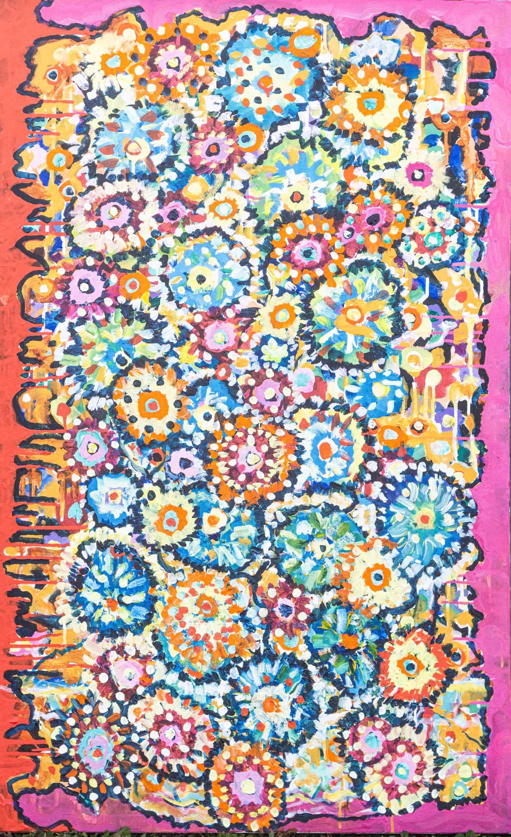 Vibrant Floral Mosaic: A Celebration of Color and Texture in Abstract Art
