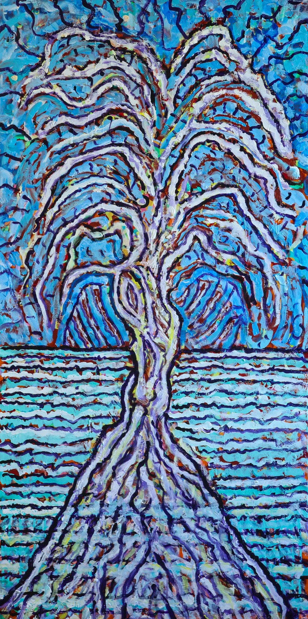 Whispers of the Ocean: A Vibrant Tree of Life in Abstract Harmony