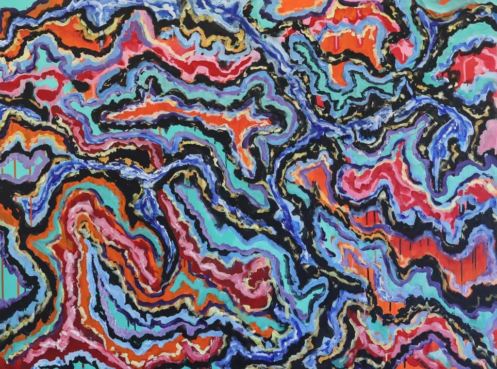 Vibrant Fluidity: A Dance of Colorful Swirls and Textures in Abstract Art