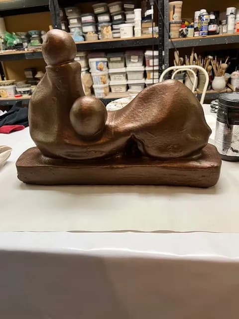 Serene Embrace: A Contemporary Bronze Sculpture of Connection and Form