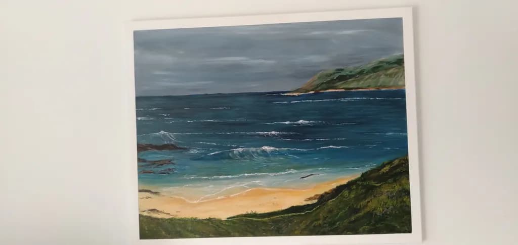 Serene Coastal Escape: A Tranquil Seascape of Waves and Shoreline