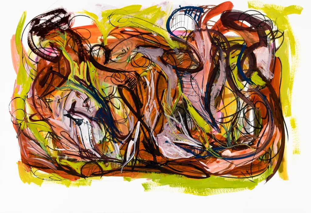 Vibrant Chaos: An Energetic Dance of Color and Form