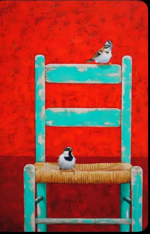 Red Chair with Birds