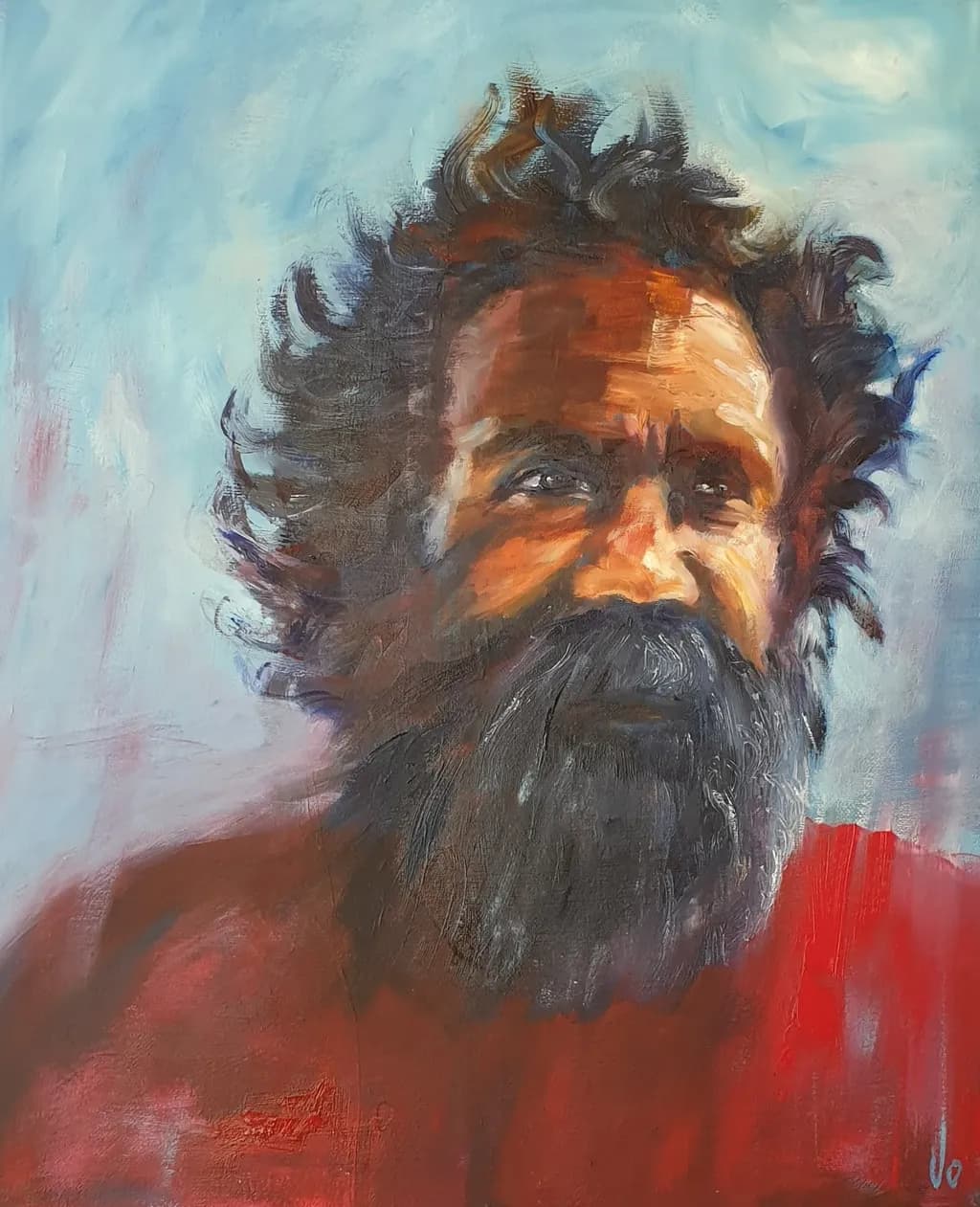Vibrant Ruggedness: An Expressive Portrait of Intensity