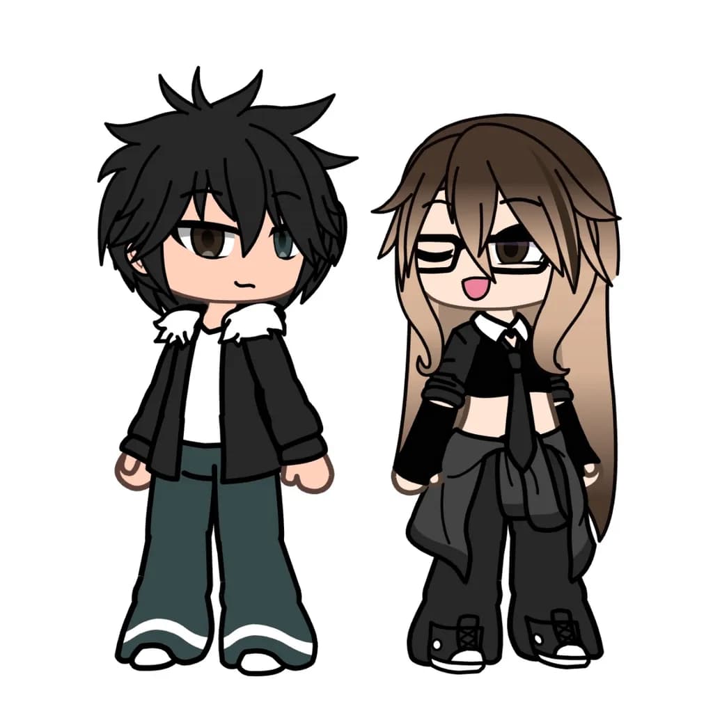 Charming Duo: A Playful Encounter in Gacha Style Art
