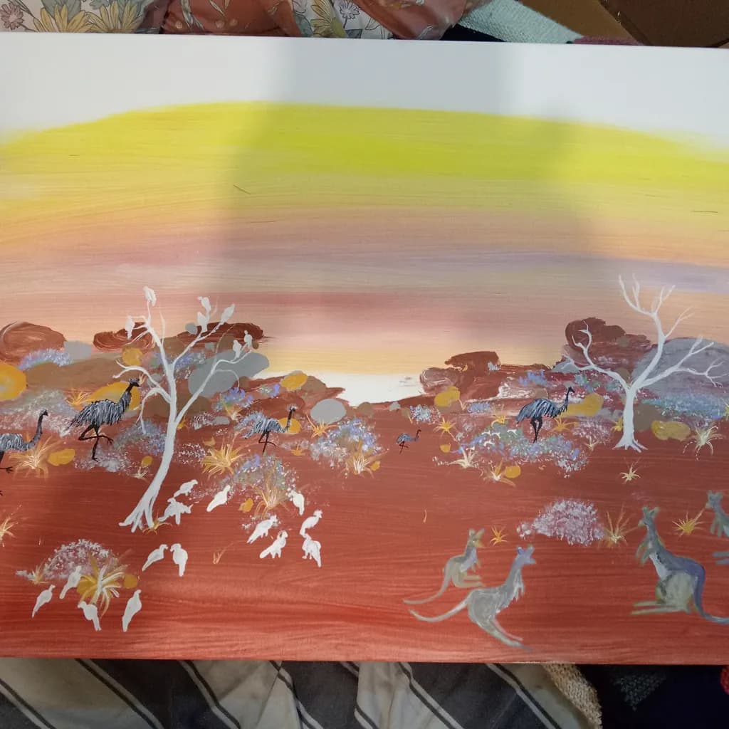 Whispers of the Outback: A Vibrant Dance of Kangaroos and Emus at Dusk