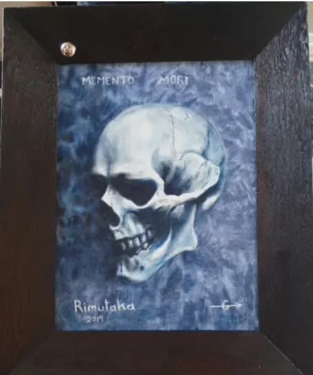 Eternal Echoes: A Memento Mori Reflection in Blue