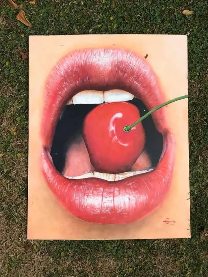 Vibrant Cherry Kiss: A Realistic Exploration of Mouth and Fruit