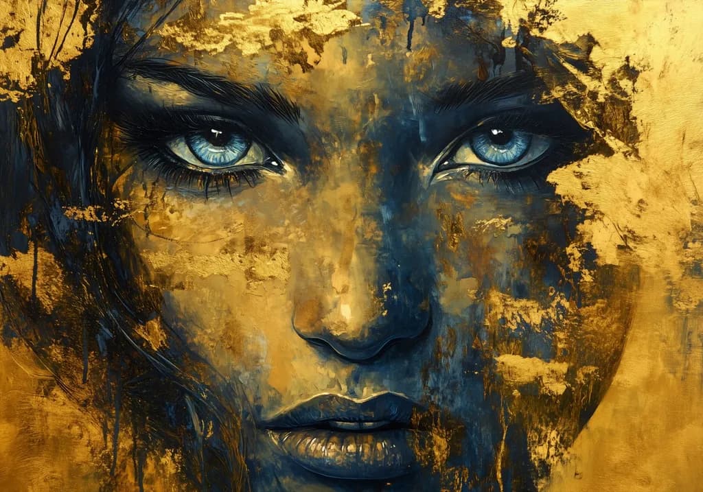 Golden Gaze: An Abstract Portrait of Expression and Emotion