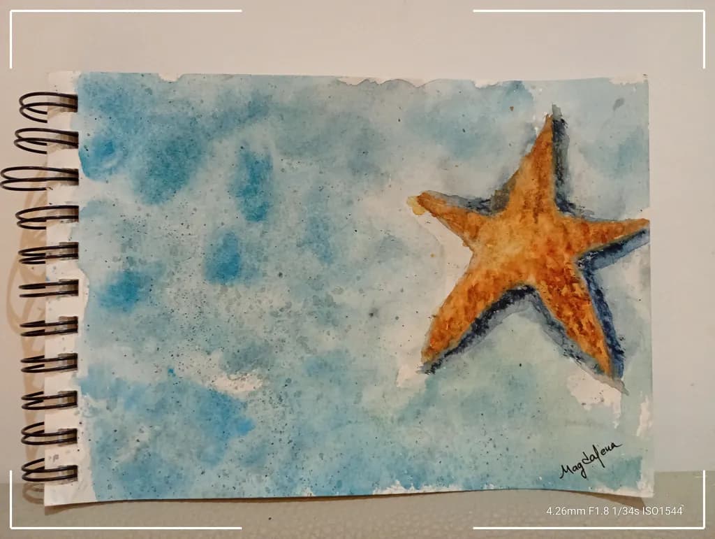 Orange Starfish in Blue
