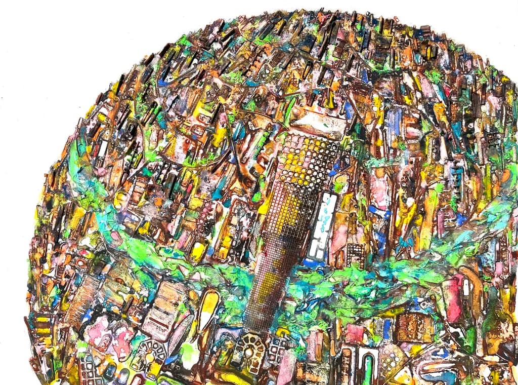 Urban Symphony: A Vibrant Tapestry of City Life and Nature's Embrace