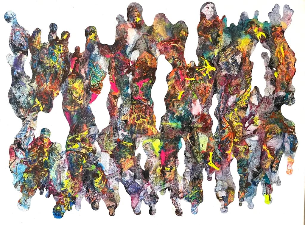 Vibrant Echoes of Humanity: A Colorful Exploration of Abstract Figures