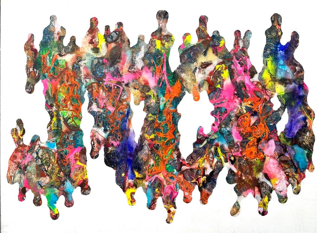 Vibrant Fluidity: An Abstract Dance of Color and Texture