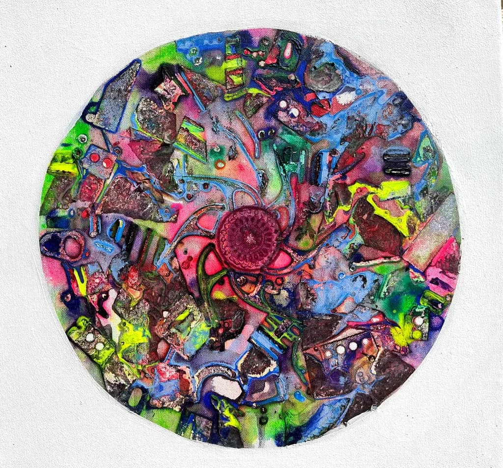 Vibrant Whirlwind: A Kaleidoscope of Color and Texture in Abstract Form