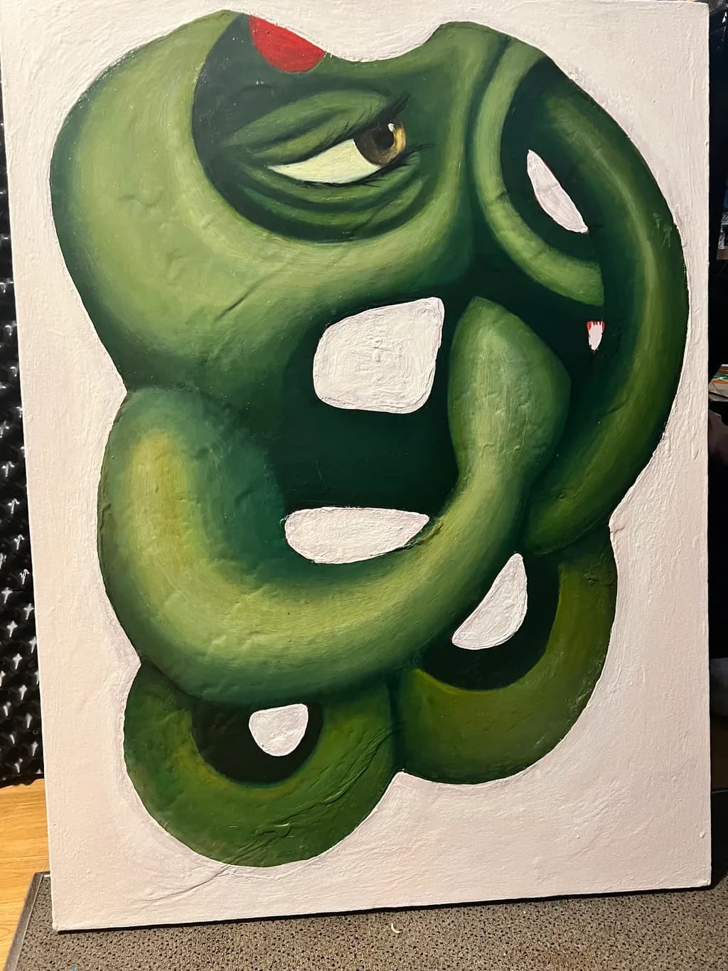 Whimsical Green Expression: An Abstract Journey Through Unique Forms and Emotions