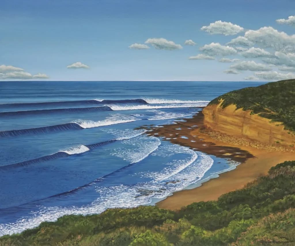Serenity by the Shore: A Coastal Landscape of Waves and Cliffs