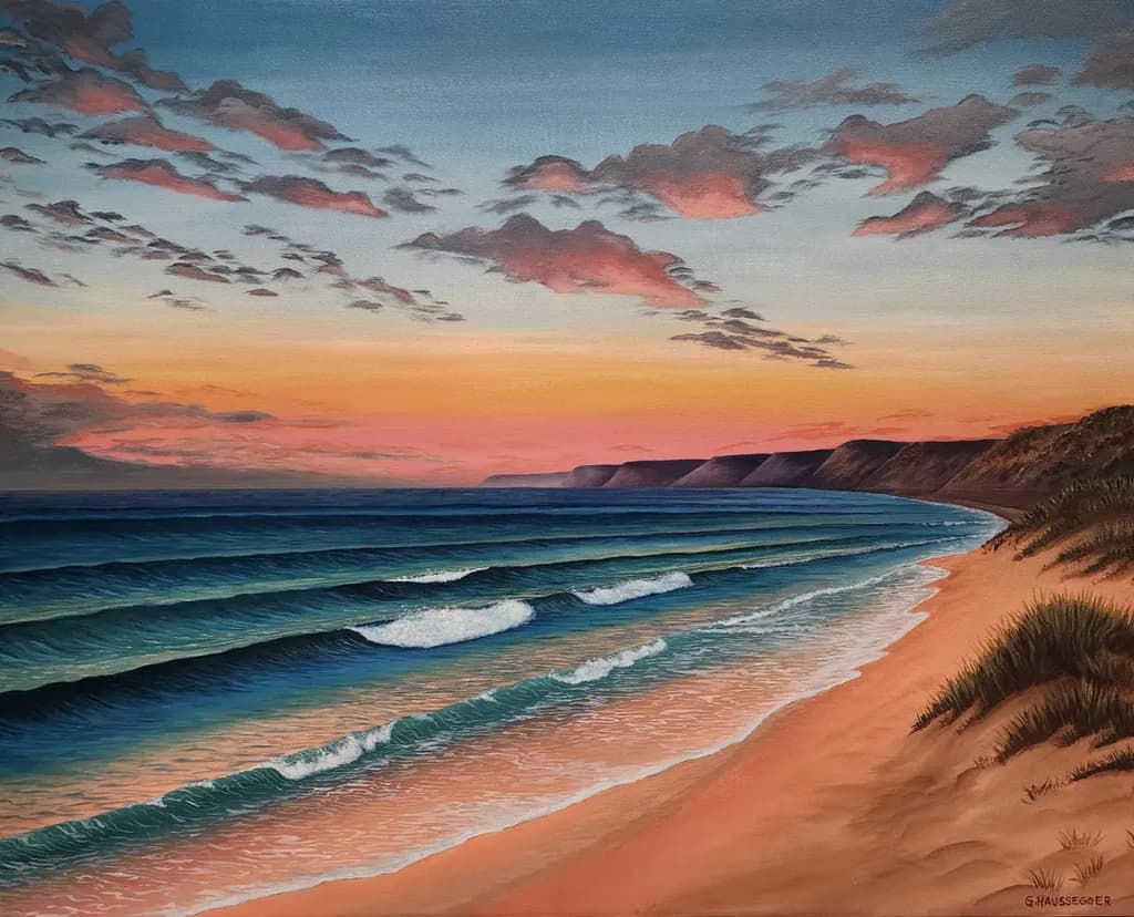 Serene Sunset Over Gentle Waves: A Coastal Dreamscape