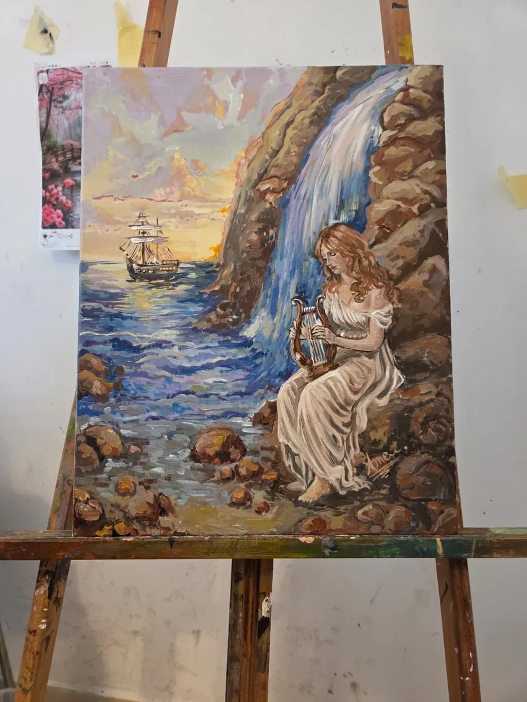 Whispers of the Sea: A Mermaid's Serenade by the Waterfall