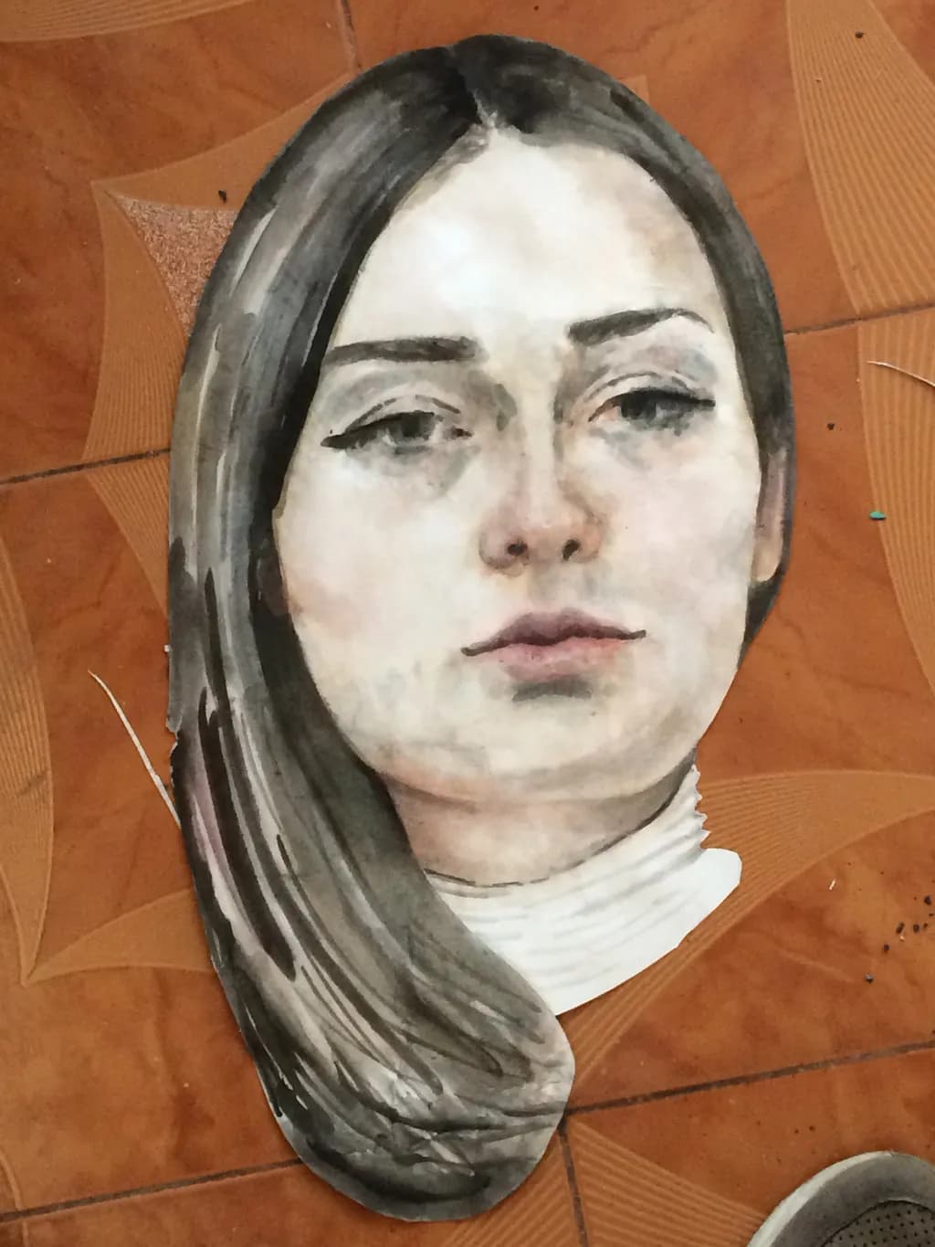 Whispers of Elegance: A Watercolor Portrait of Contemplation