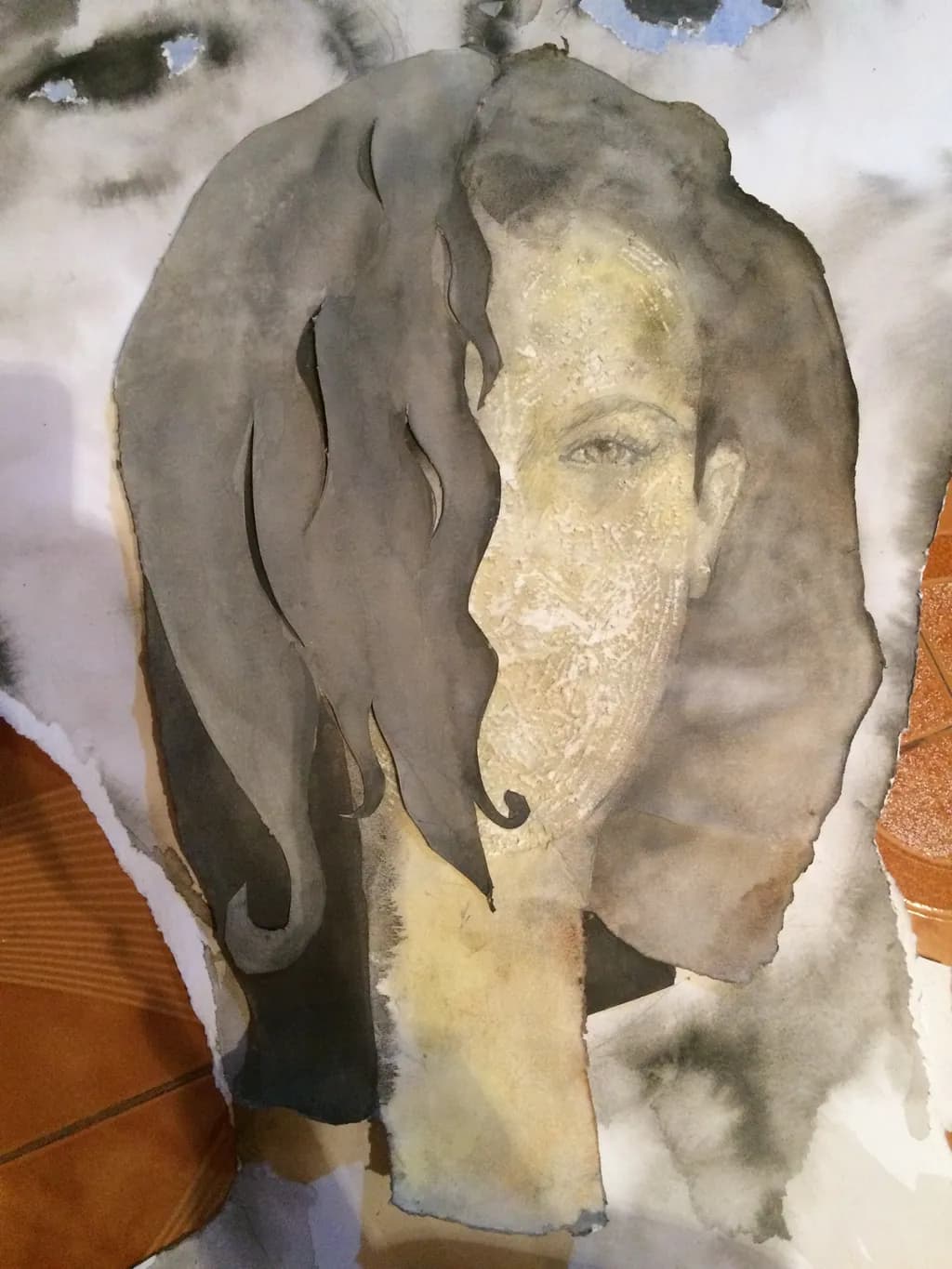 Whispers of Identity: A Mixed Media Exploration of Self and Shadow