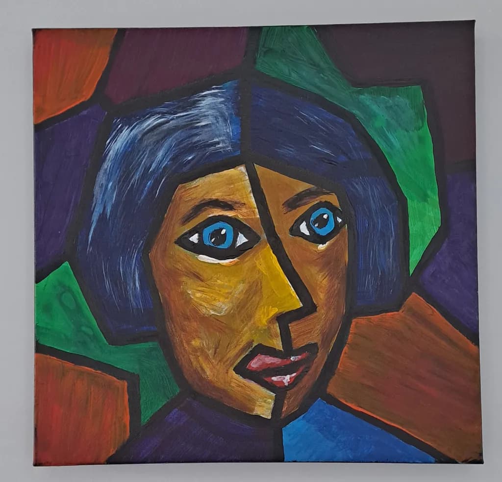 Vibrant Geometric Portrait: A Colorful Expression of Identity and Emotion