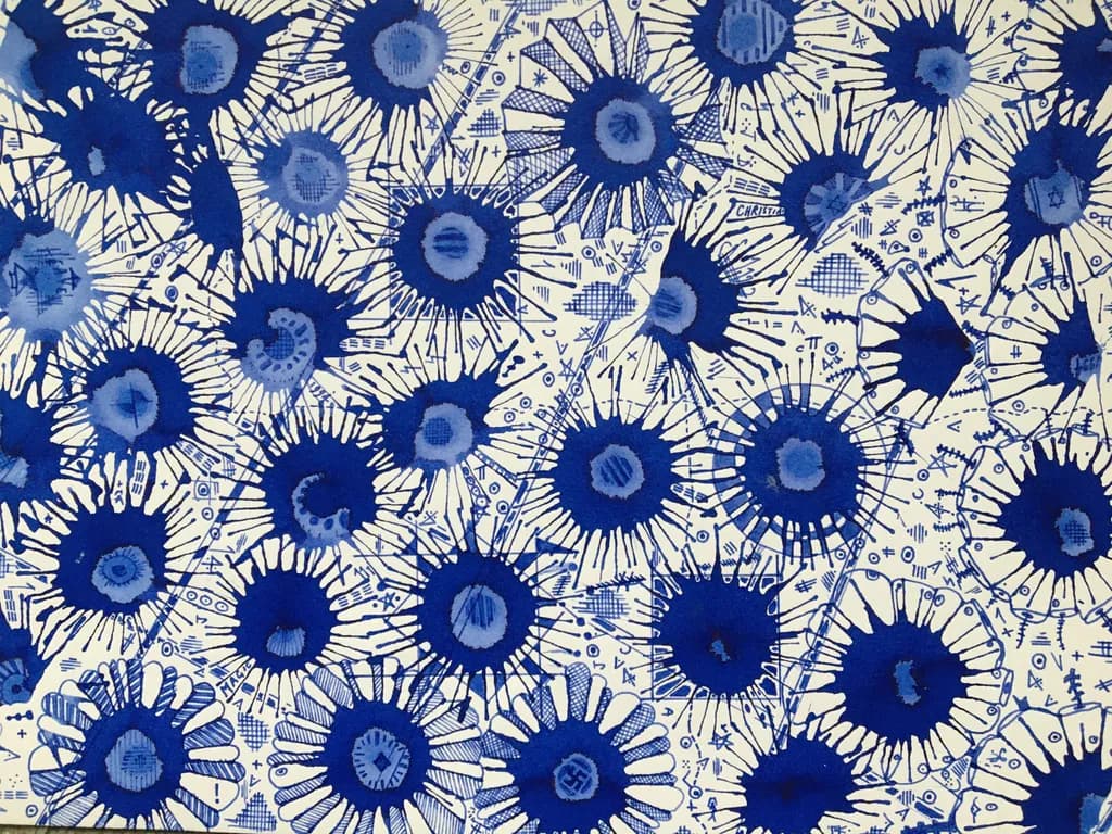 Blue Floral Symphony: A Dance of Patterns and Textures