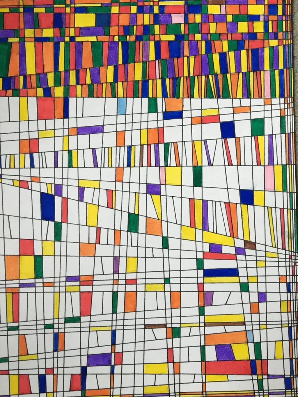 Vibrant Geometric Harmony: A Colorful Exploration of Lines and Shapes