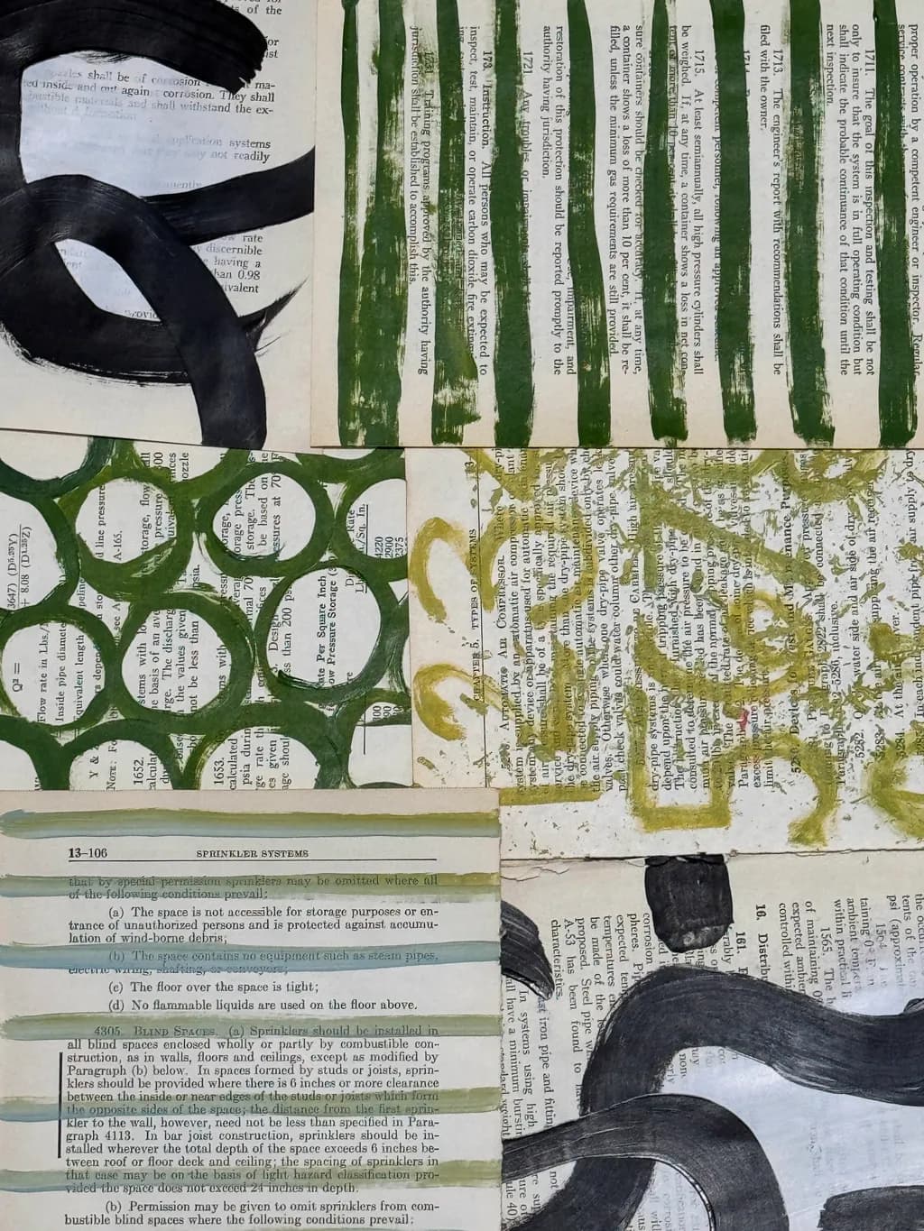Whispers of Green: An Abstract Collage of Texture and Form