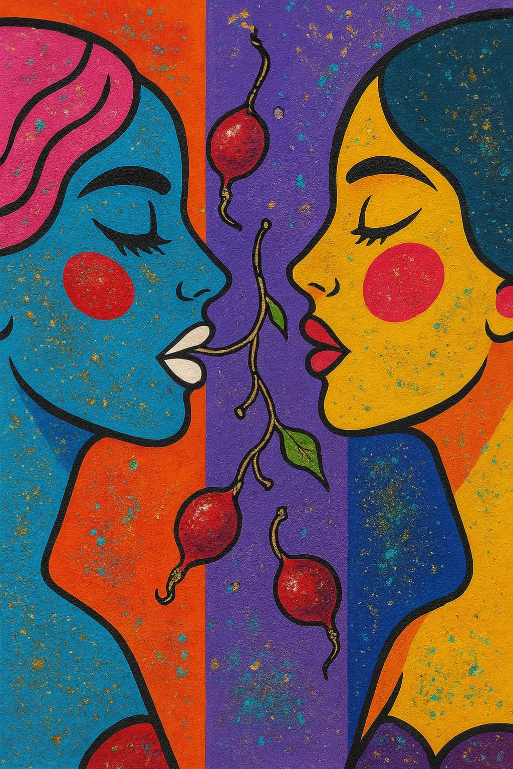 Vibrant Connection: An Abstract Dance of Faces and Emotions