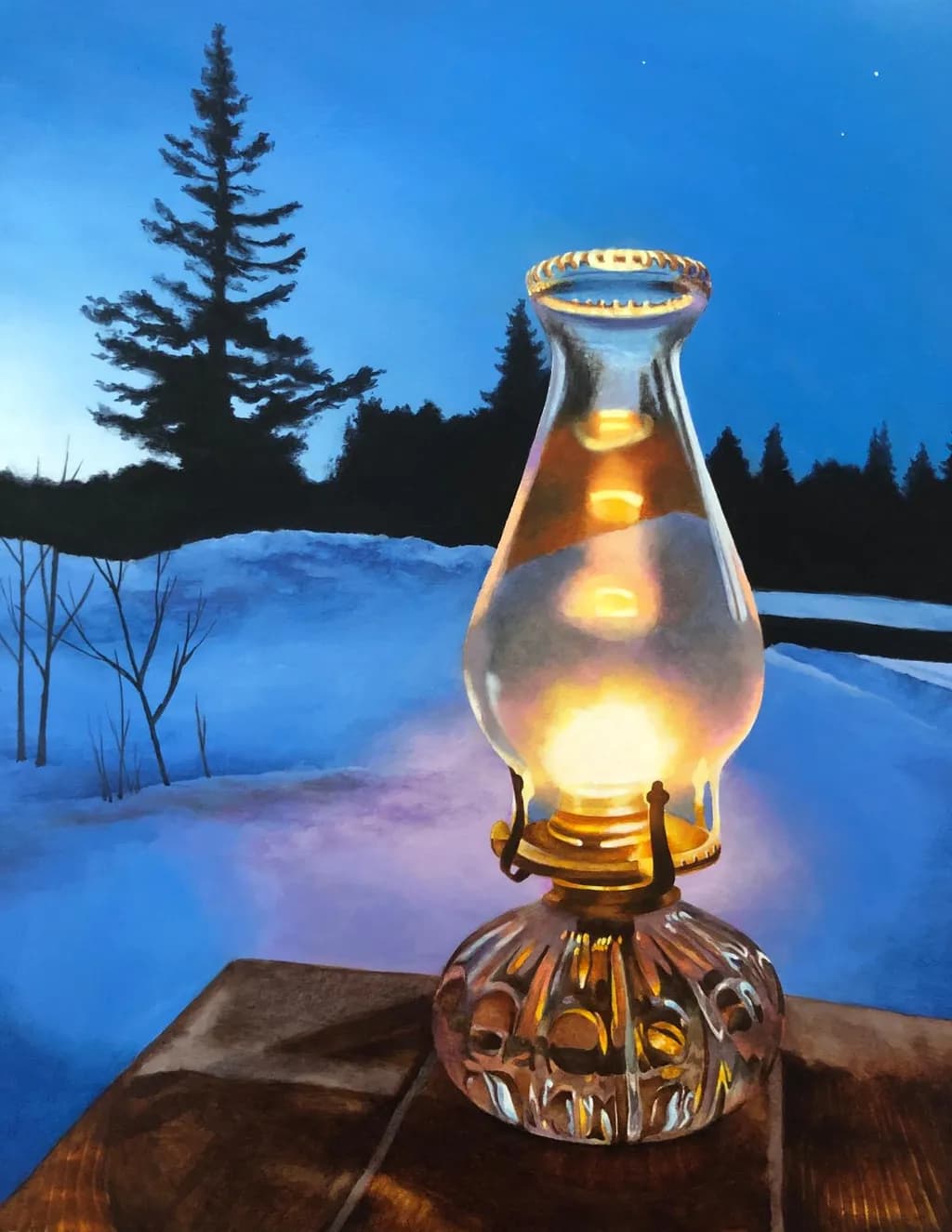Illuminated Serenity: A Lantern's Glow in Winter's Embrace