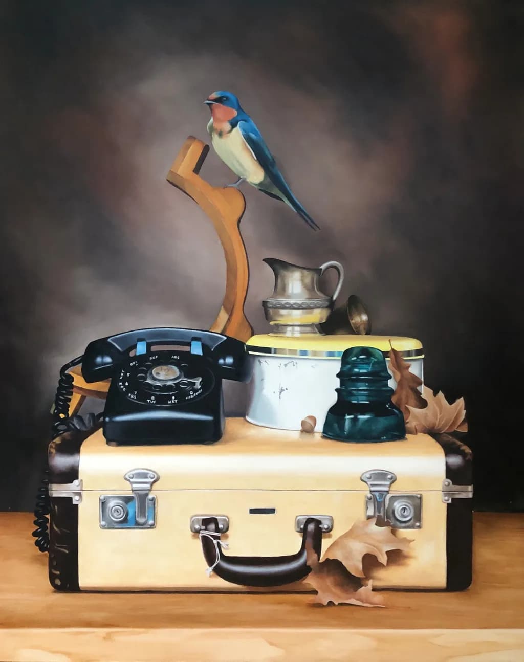 Whispers of Time: A Nostalgic Still Life with a Swallow and Vintage Treasures