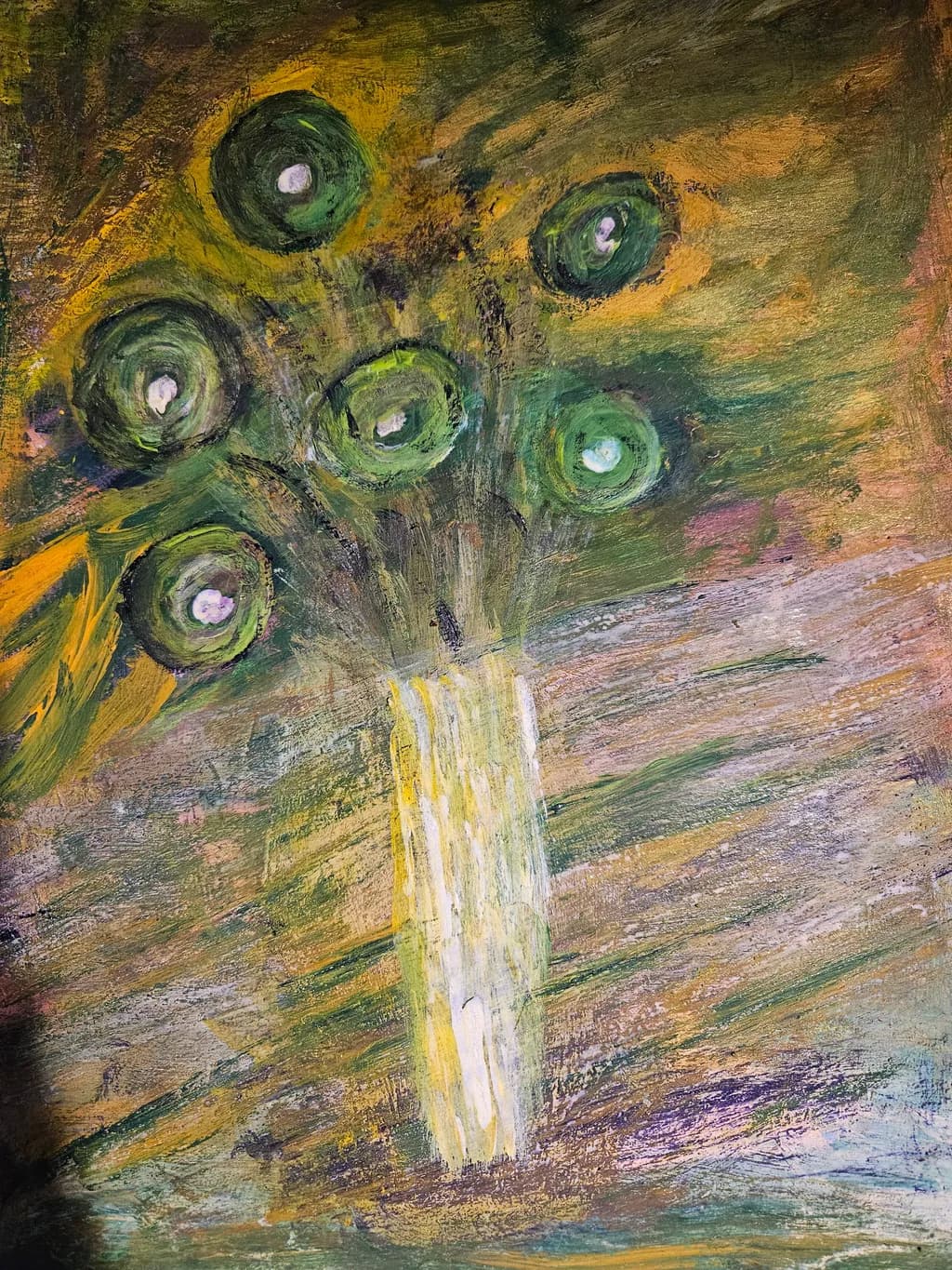 Vibrant Green Floral Abstraction: A Textured Journey Through Nature's Palette