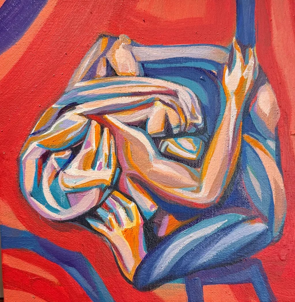 Embrace of Color: A Dynamic Exploration of Human Form and Emotion