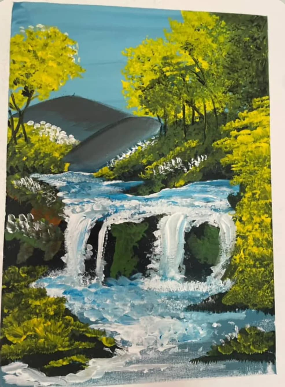 Serenity in Motion: A Lush Waterfall Landscape Embraced by Nature's Palette