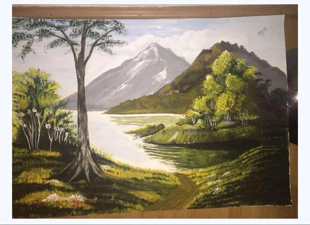 Serenity in Nature: A Tranquil Landscape of Mountains and Reflections