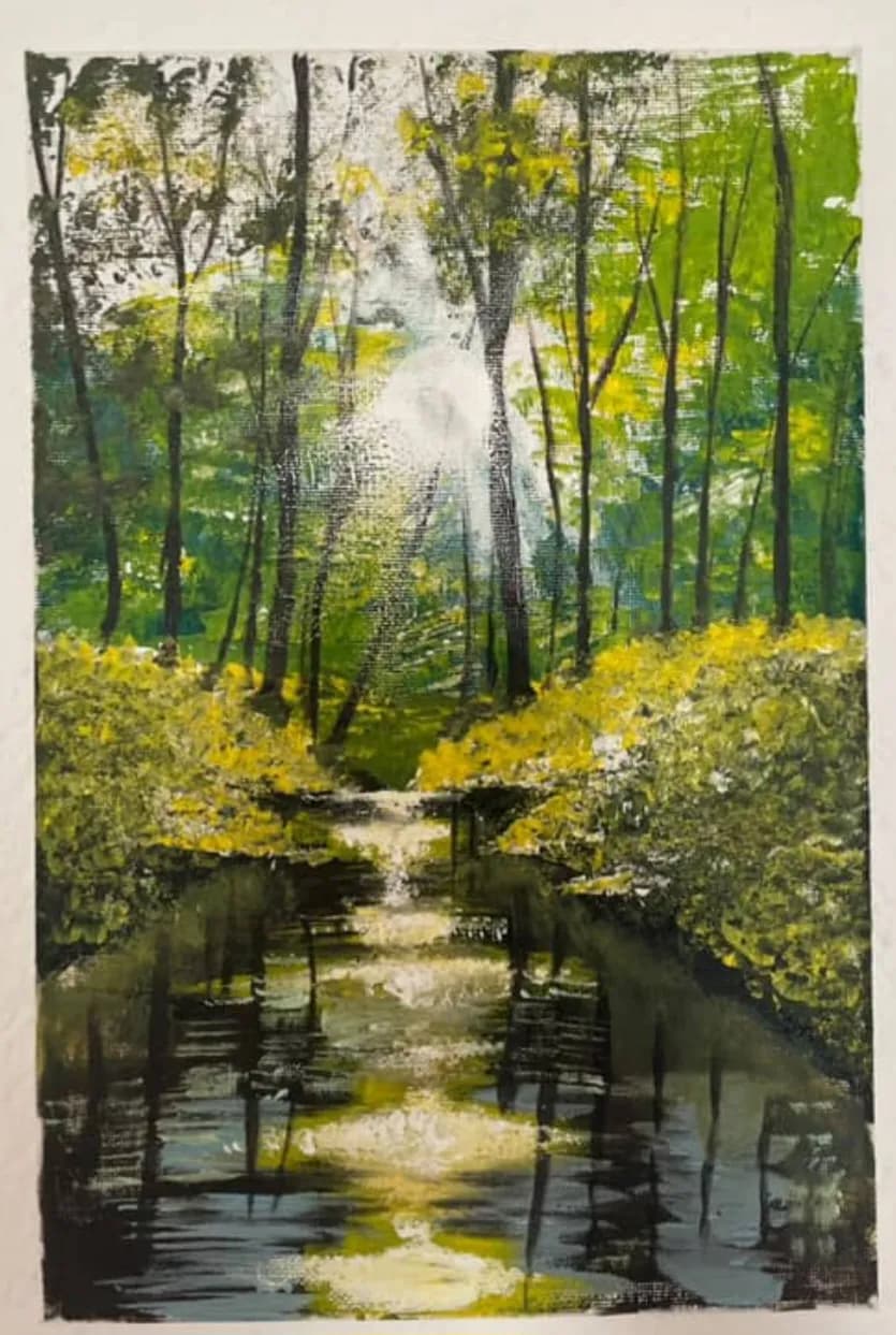 Whispers of Serenity: A Tranquil Stream Through Lush Greenery