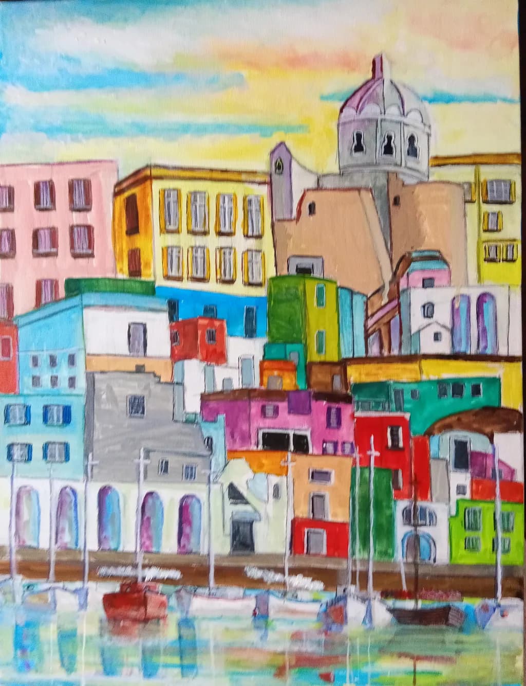 Colorful Harbor Scene