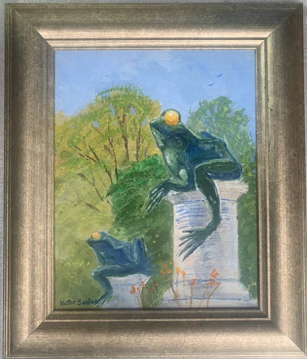 Whimsical Frogs on a Garden Pedestal: A Playful Dance of Nature and Artistry