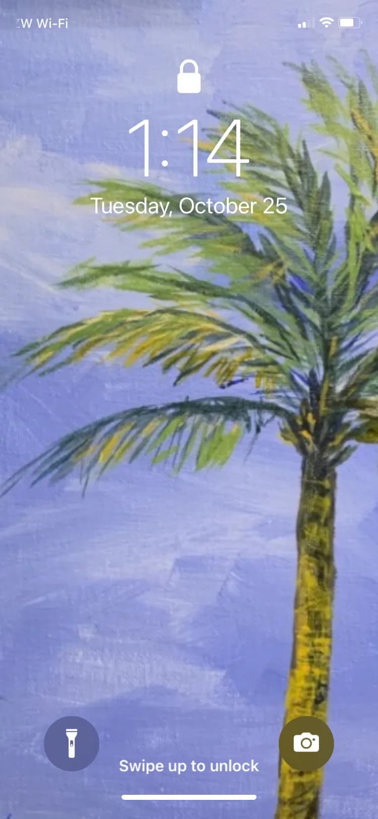 Serene Palm Under a Blue Sky: A Tranquil Escape in Art