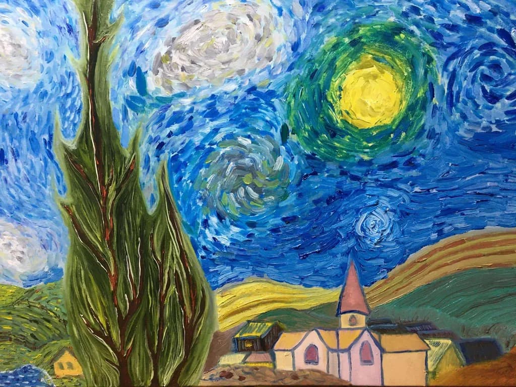 Whispers of the Night: A Swirling Landscape Beneath the Stars