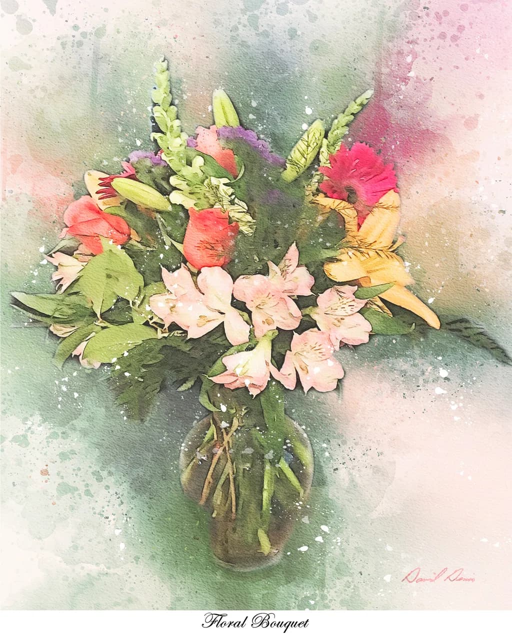 Vibrant Watercolor Floral Bouquet: A Nature-Inspired Arrangement in Bloom